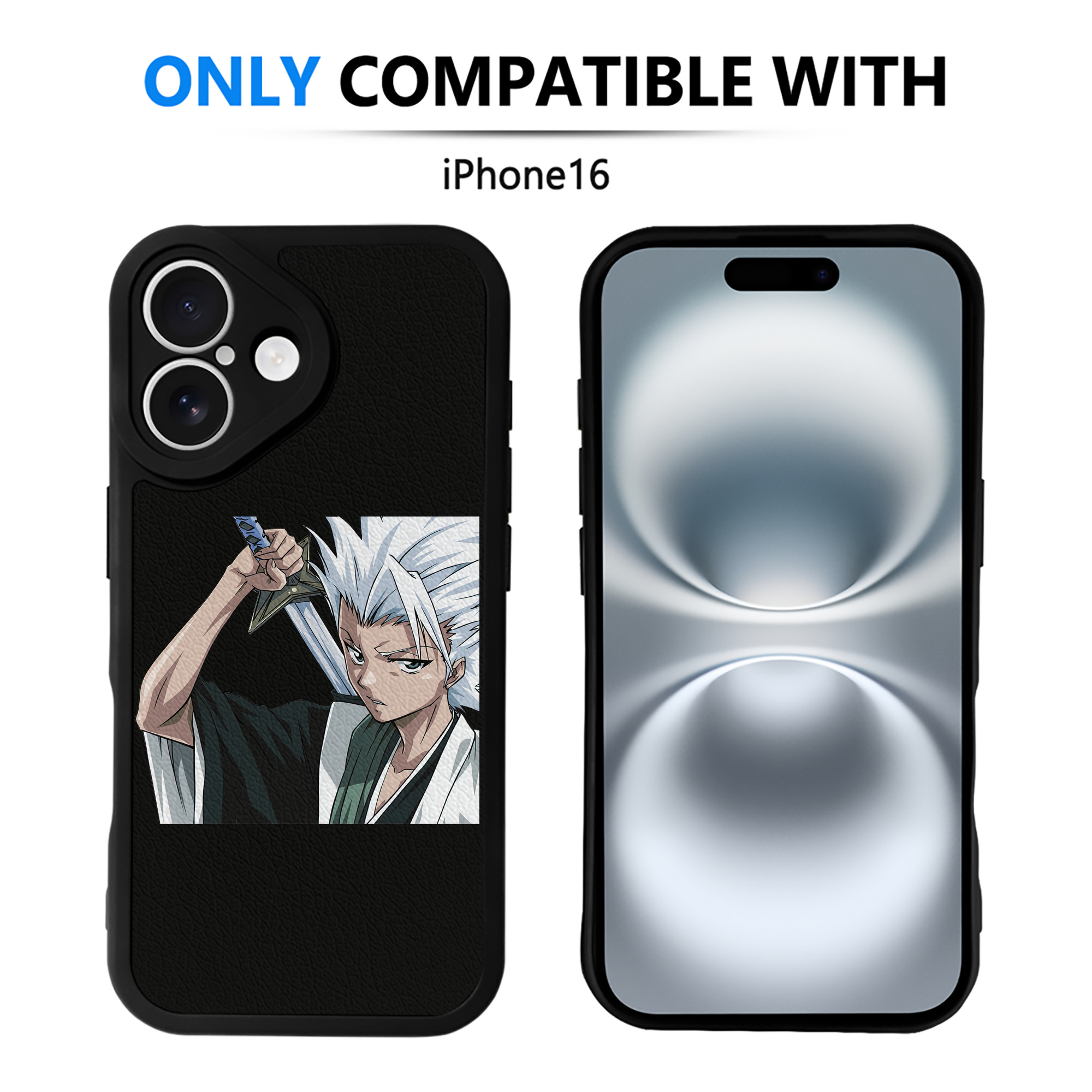 （画像用） ブリーチ 日番谷冬獅郎（ひつがや とうしろう） BLEACH Hitsugaya Toushirou 【iPhone 16シリーズ対応】シリコンスマホケース（レザー調） 材質：シリコン